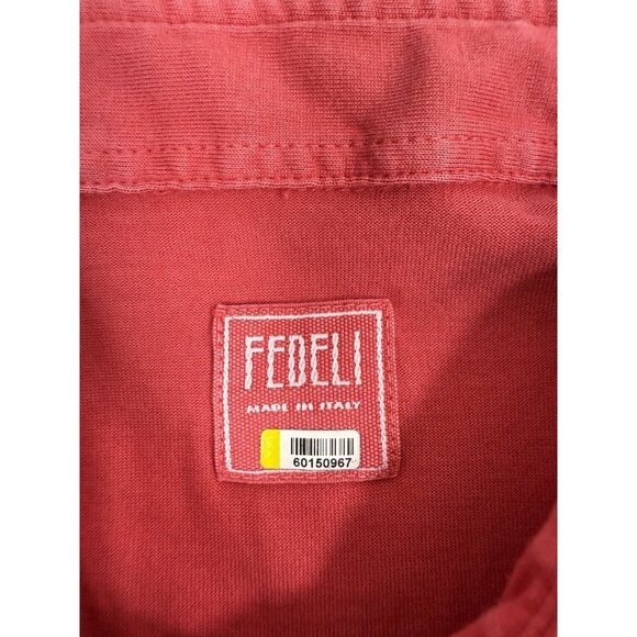 Fedeli Mens Polo Shirt Size 2XL EU 60 Made In Italy Salmon Pink 100% Cotton - Picture 6 of 11